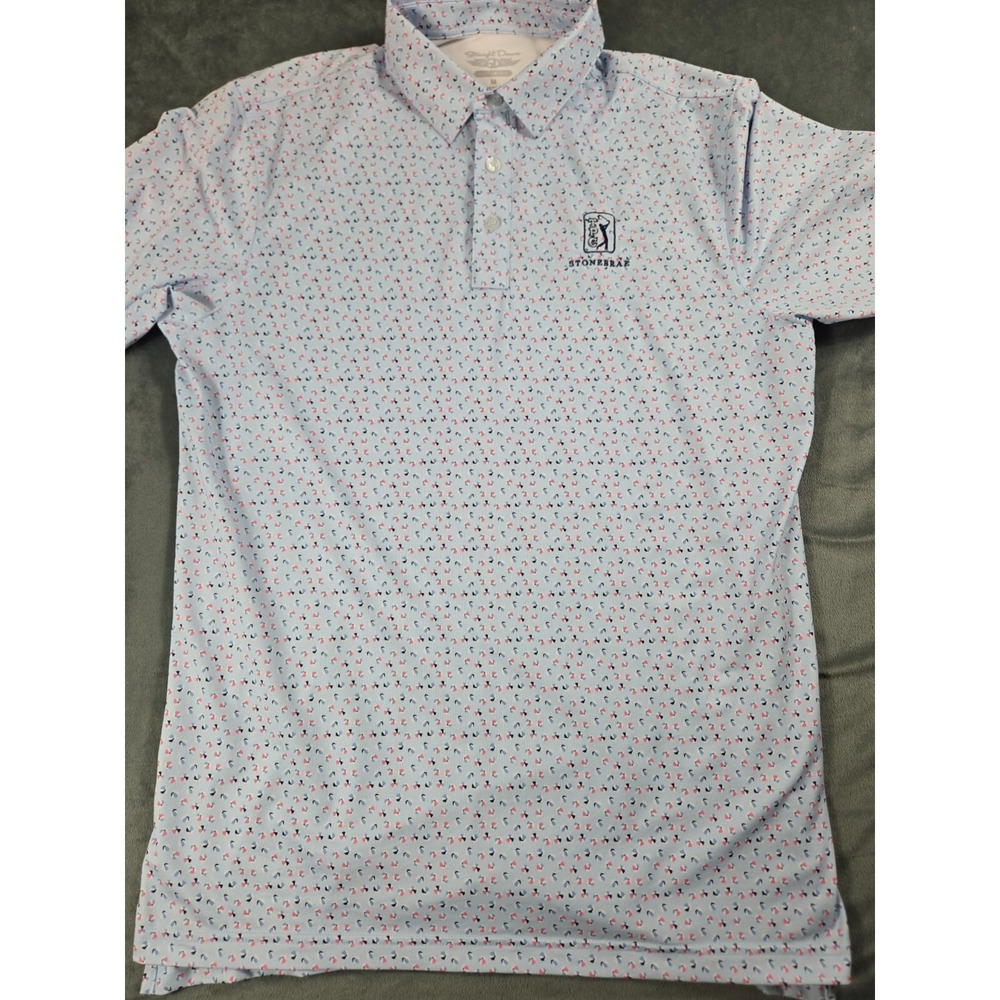 Straight Down Golf Shirt‎ Mens Medium Tour TPC Stonebrae National Umbrella Print